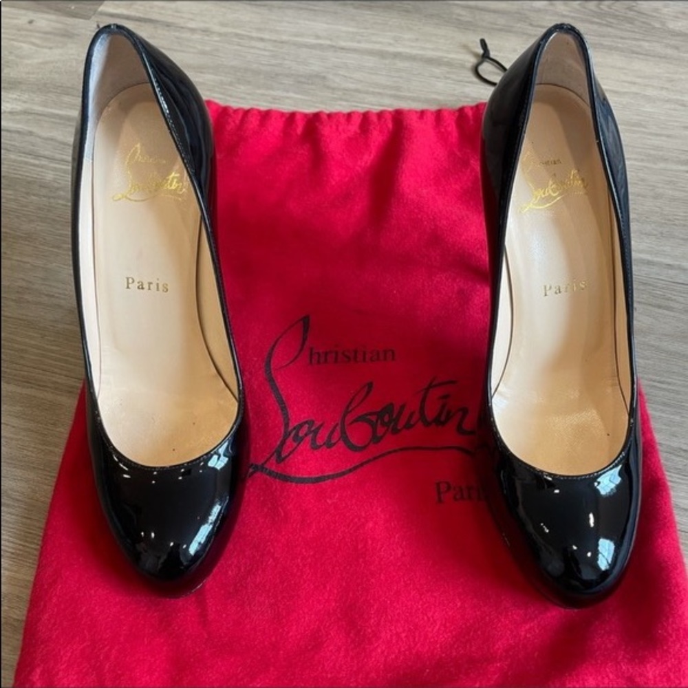 Christian Louboutin - New Simple Pump - Black Patent. 120mm. resoled